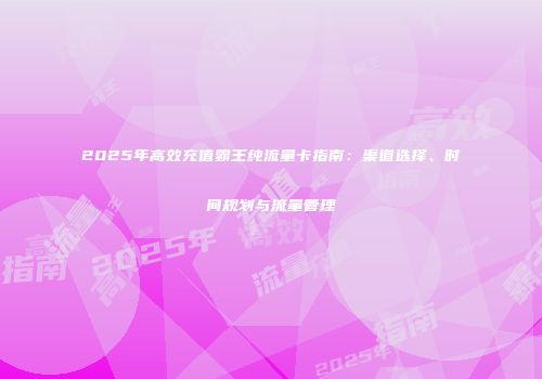 2025年高效充值霸王纯流量卡指南：渠道选择、时间规划与流量管理