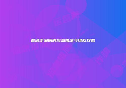 遭遇诈骗后的应急措施与维权攻略