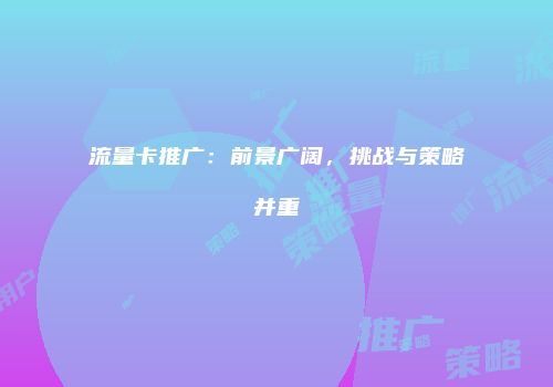 流量卡推广：前景广阔，挑战与策略并重
