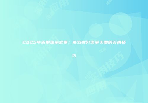 2025年告别流量浪费：高效拆分流量卡槽的实用技巧