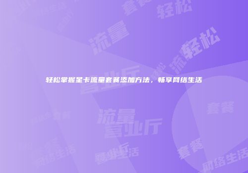 轻松掌握星卡流量套餐添加方法，畅享网络生活