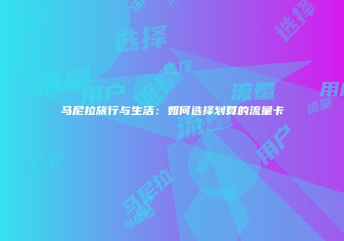 马尼拉旅行与生活：如何选择划算的流量卡