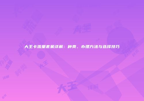 大王卡流量套餐详解：种类、办理方法与选择技巧