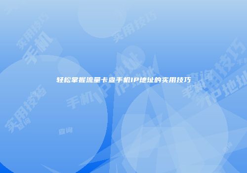 轻松掌握流量卡查手机IP地址的实用技巧