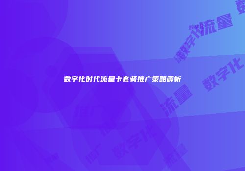 数字化时代流量卡套餐推广策略解析