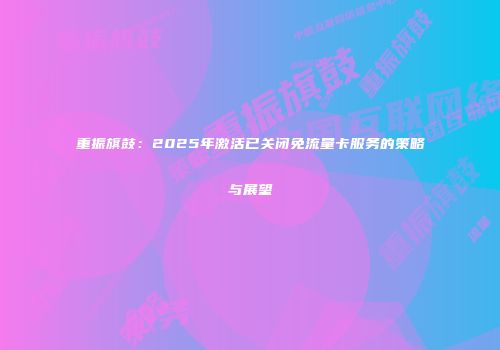 重振旗鼓：2025年激活已关闭免流量卡服务的策略与展望