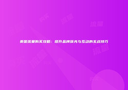 英国流量购买攻略：提升品牌曝光与互动的实战技巧