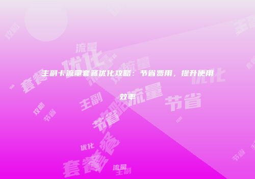 主副卡流量套餐优化攻略：节省费用，提升使用效率