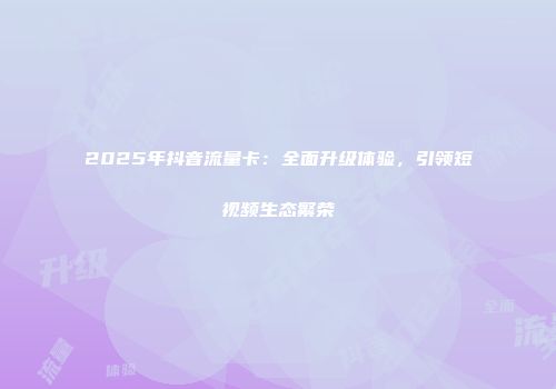 2025年抖音流量卡：全面升级体验，引领短视频生态繁荣