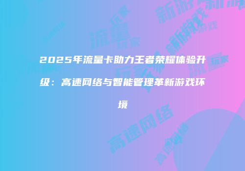2025年流量卡助力王者荣耀体验升级：高速网络与智能管理革新游戏环境