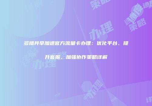 多措并举加速官方流量卡办理：优化平台、提升客服、加强协作策略详解