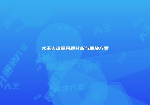 大王卡流量问题分析与解决方案