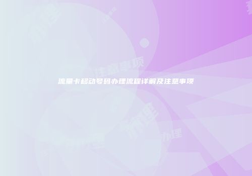 流量卡移动号码办理流程详解及注意事项
