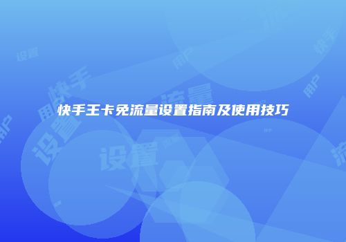 快手王卡免流量设置指南及使用技巧