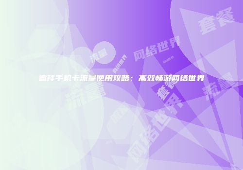 迪拜手机卡流量使用攻略：高效畅游网络世界