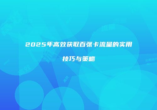2025年高效获取百张卡流量的实用技巧与策略