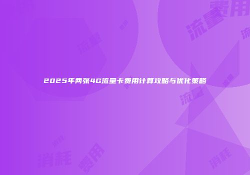 2025年两张4G流量卡费用计算攻略与优化策略