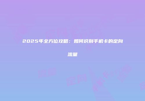 2025年全方位攻略：如何识别手机卡的定向流量
