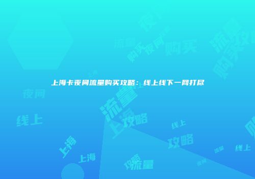 上海卡夜间流量购买攻略：线上线下一网打尽