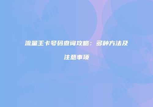 流量王卡号码查询攻略：多种方法及注意事项