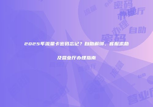 2025年流量卡密码忘记？自助解绑、客服求助及营业厅办理指南