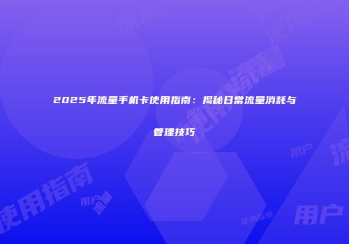 2025年流量手机卡使用指南：揭秘日常流量消耗与管理技巧
