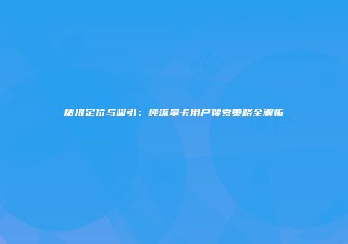 精准定位与吸引：纯流量卡用户搜索策略全解析