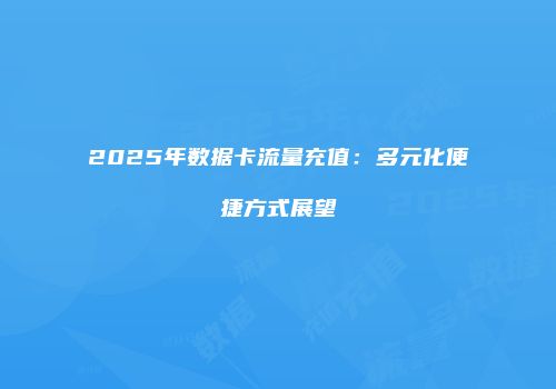 2025年数据卡流量充值：多元化便捷方式展望