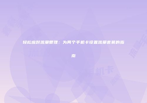 轻松应对流量管理：为两个手机卡设置流量套餐的指南