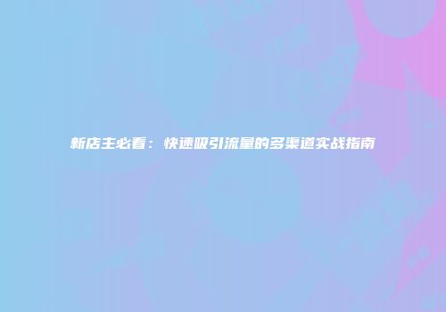 新店主必看：快速吸引流量的多渠道实战指南