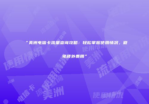 “美洲电信卡流量查询攻略：轻松掌握使用情况，避免额外费用”