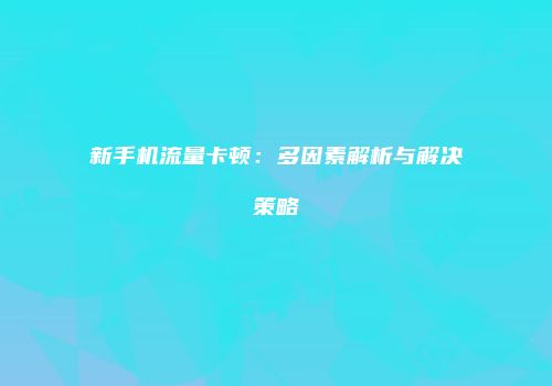 新手机流量卡顿：多因素解析与解决策略