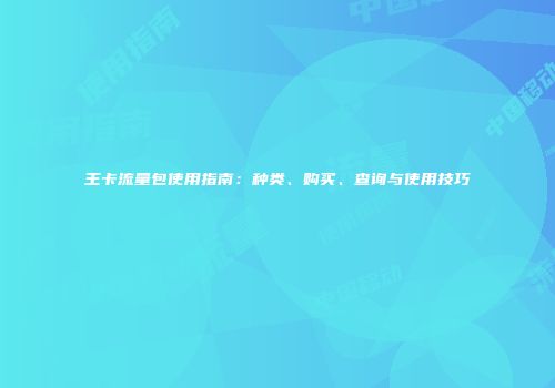 王卡流量包使用指南：种类、购买、查询与使用技巧