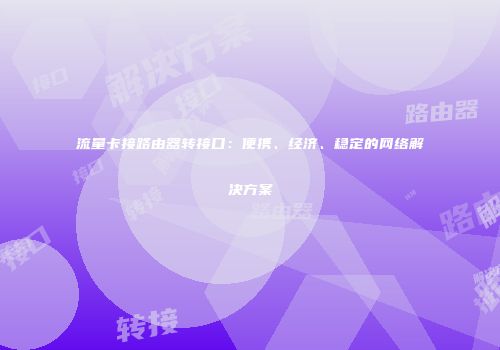 流量卡接路由器转接口：便携、经济、稳定的网络解决方案