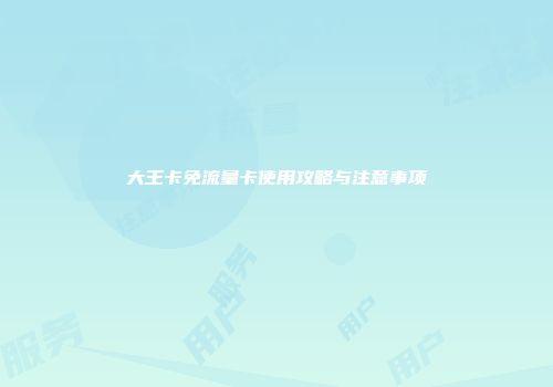 大王卡免流量卡使用攻略与注意事项