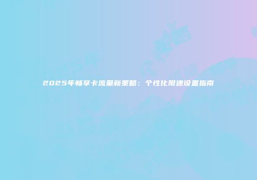 2025年畅享卡流量新策略：个性化限速设置指南