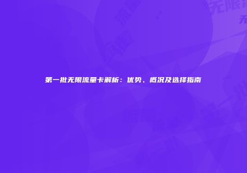 第一批无限流量卡解析：优势、概况及选择指南