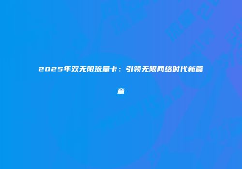 2025年双无限流量卡：引领无限网络时代新篇章