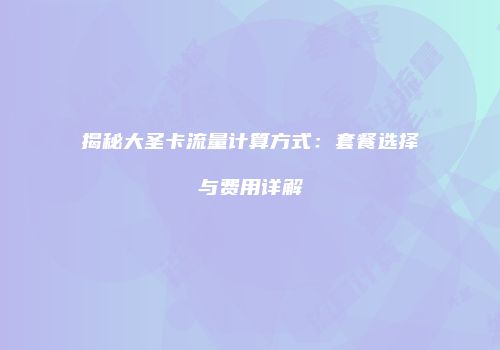 揭秘大圣卡流量计算方式：套餐选择与费用详解