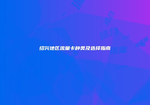 绍兴地区流量卡种类及选择指南