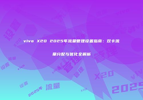vivo X20 2025年流量管理设置指南：双卡流量分配与优化全解析
