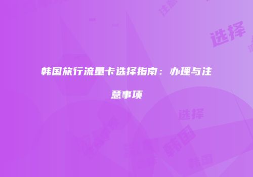 韩国旅行流量卡选择指南：办理与注意事项