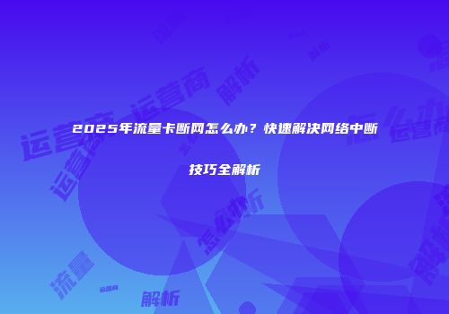 2025年流量卡断网怎么办？快速解决网络中断技巧全解析