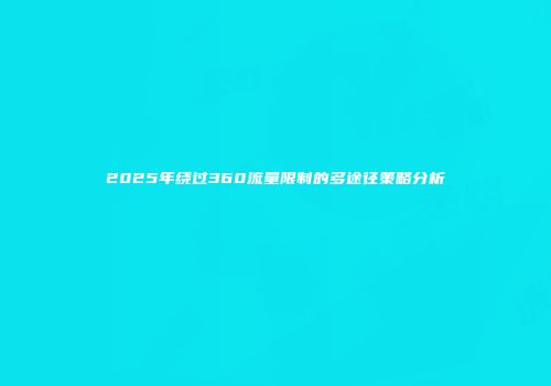 2025年绕过360流量限制的多途径策略分析