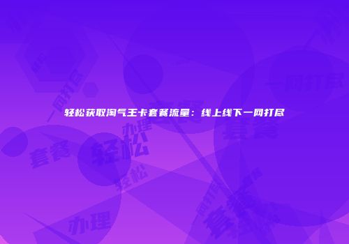 轻松获取淘气王卡套餐流量：线上线下一网打尽