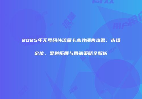 2025年无号码纯流量卡高效销售攻略：市场定位、渠道拓展与营销策略全解析