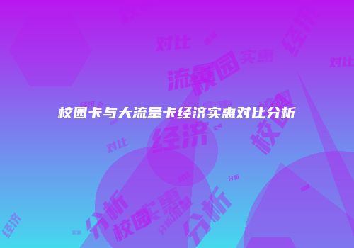 校园卡与大流量卡经济实惠对比分析