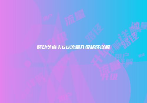 移动芝麻卡6G流量升级路径详解
