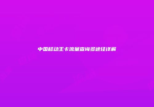 中国移动王卡流量查询多途径详解