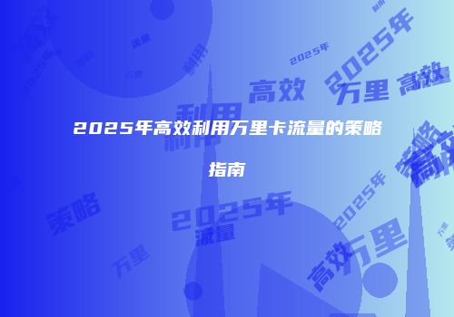 2025年高效利用万里卡流量的策略指南